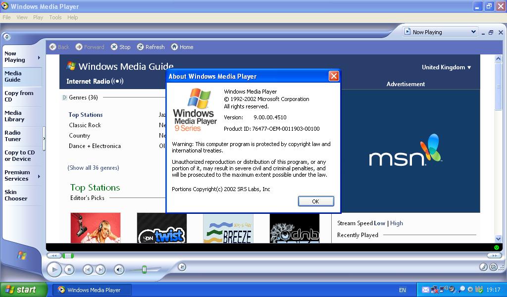 Microsoft windows media player 9